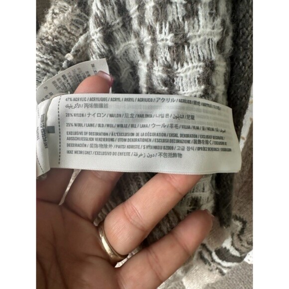 Abercrombie & Finch Boho Wool Blend Fair Isles Waterfall Open Cardigan Cozy XS S - Picture 5 of 5